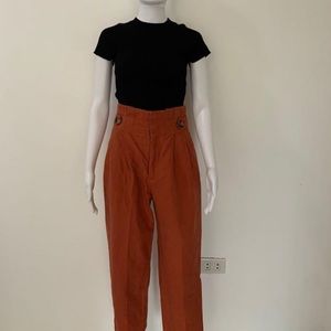 Zara rust linen high waist trousers sz L
